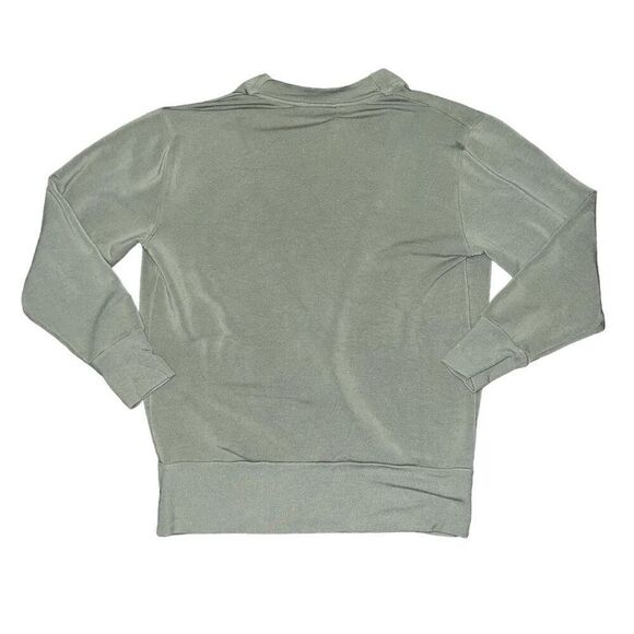 ATHLETA Purana Olive Green V-Neck Wrap Sweatshirt Size Small - Picture 3 of 8